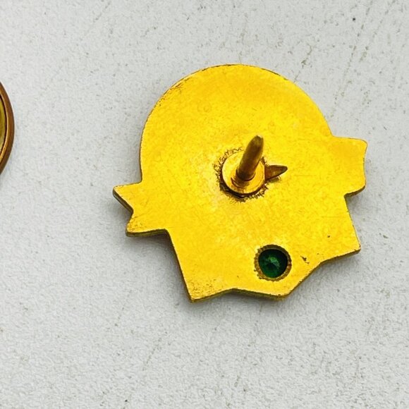 Vintage STANHOME Gold Tone Brooch Pin Green Rhinestone Cottage Design Realtor - Picture 6 of 6